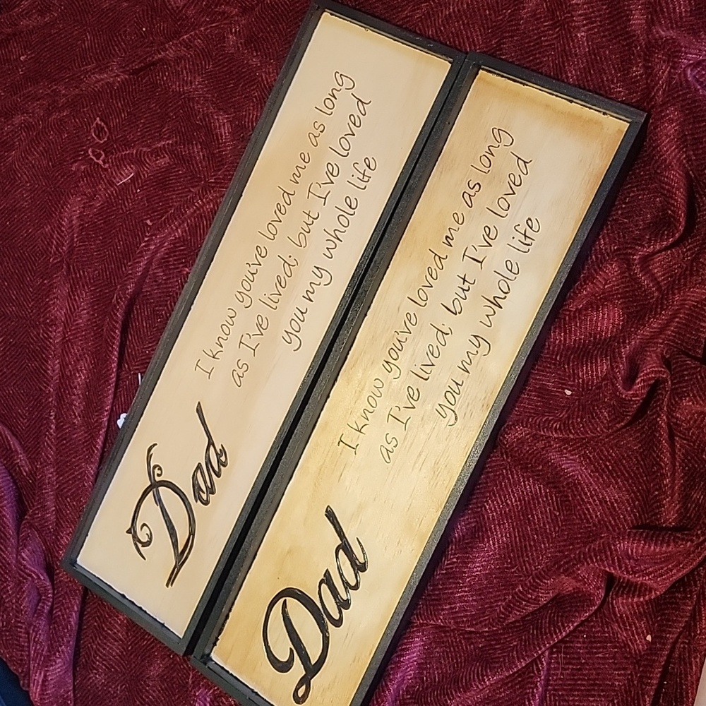 Dad pyrography sign